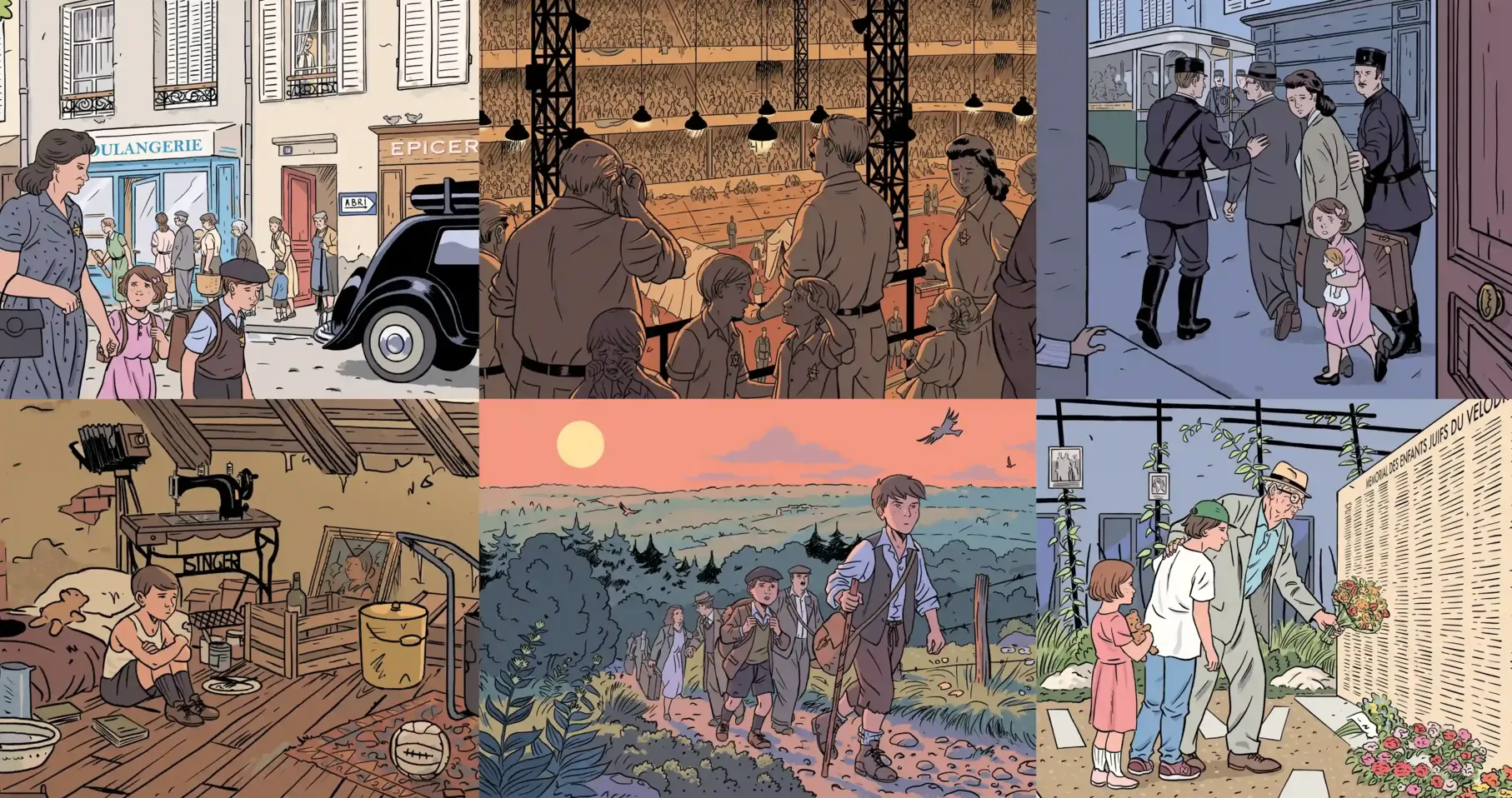 Un assemblage d'illustration extraites de l'atelier, dessinées par Hervé Duphot, s'anime avec un effet Ken Burns